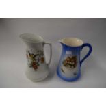 TWO DECORATED WASH JUGS