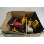 ONE BOX VARIOUS DIE-CAST AND PLASTIC TOY CARS, FARM MACHINERY AND OTHERS TO INCLUDE CORGI ETC