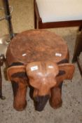HARDWOOD STOOL MODELLED AS AN ELEPHANT, APPROX 55CM WIDE