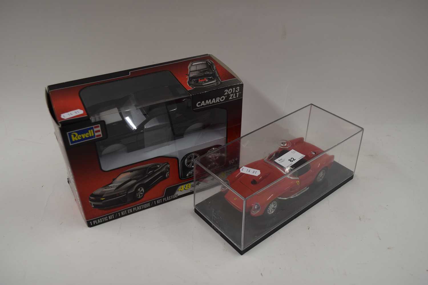 REVELL CAMARO BOXED CONSTRUCTION KIT TOGETHER WITH A CASED MODEL PORSCHE (2)