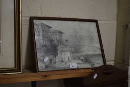 DAVID WAY, STUDY OF CONTINENTAL HARBOUR SCENE, FRAMED