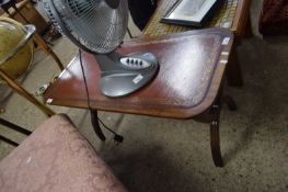 MAHOGANY LEATHER TOPPED COFFEE TABLE, 90CM WIDE