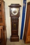 EARLY 20TH CENTURY OAK CASED GRANDMOTHER CLOCK WITH GLAZED DOOR