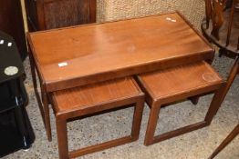 NEST OF THREE MID-CENTURY TEAK TABLES, LARGEST 89CM WIDE