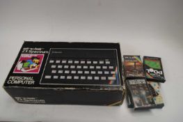 SINCLAIR ZX SPECTRUM PERSONAL COMPUTER PLUS GAMES TO INCLUDE POOL AND FLIGHT SIMULATION