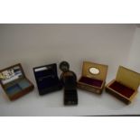 MIXED LOT VARIOUS DECORATED JEWELLERY BOXES AND A NOVELTY PAINTED GOURD (6)