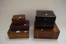 COLLECTION OF VARIOUS BOXES TO INCLUDE INLAID WRITING BOX, JEWELLERY BOX AND OTHERS (6)