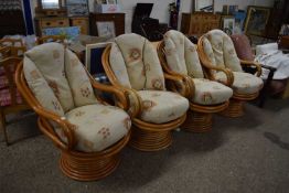 SET OF FOUR BAMBOO FRAMED CONSERVATORY ARMCHAIRS