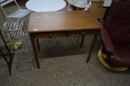 20TH CENTURY MAHOGANY TWO-DRAWER SIDE ON TURNED LEGS, 88CM WIDE