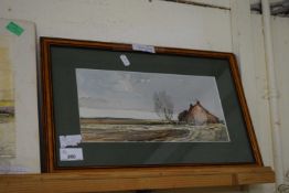 JASON PARTNER, PAIR OF WATERCOLOUR STUDIES, RURAL COTTAGE IN WINTER AND A VILLAGE STREET SCENE,