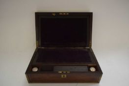 19TH CENTURY ROSEWOOD AND BRASS BOUND WRITING BOX