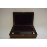 19TH CENTURY ROSEWOOD AND BRASS BOUND WRITING BOX