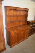 20TH CENTURY PINE DRESSER WITH SHELVED BACK OVER A THREE DRAWER THREE DOOR BASE, 137CM WIDE