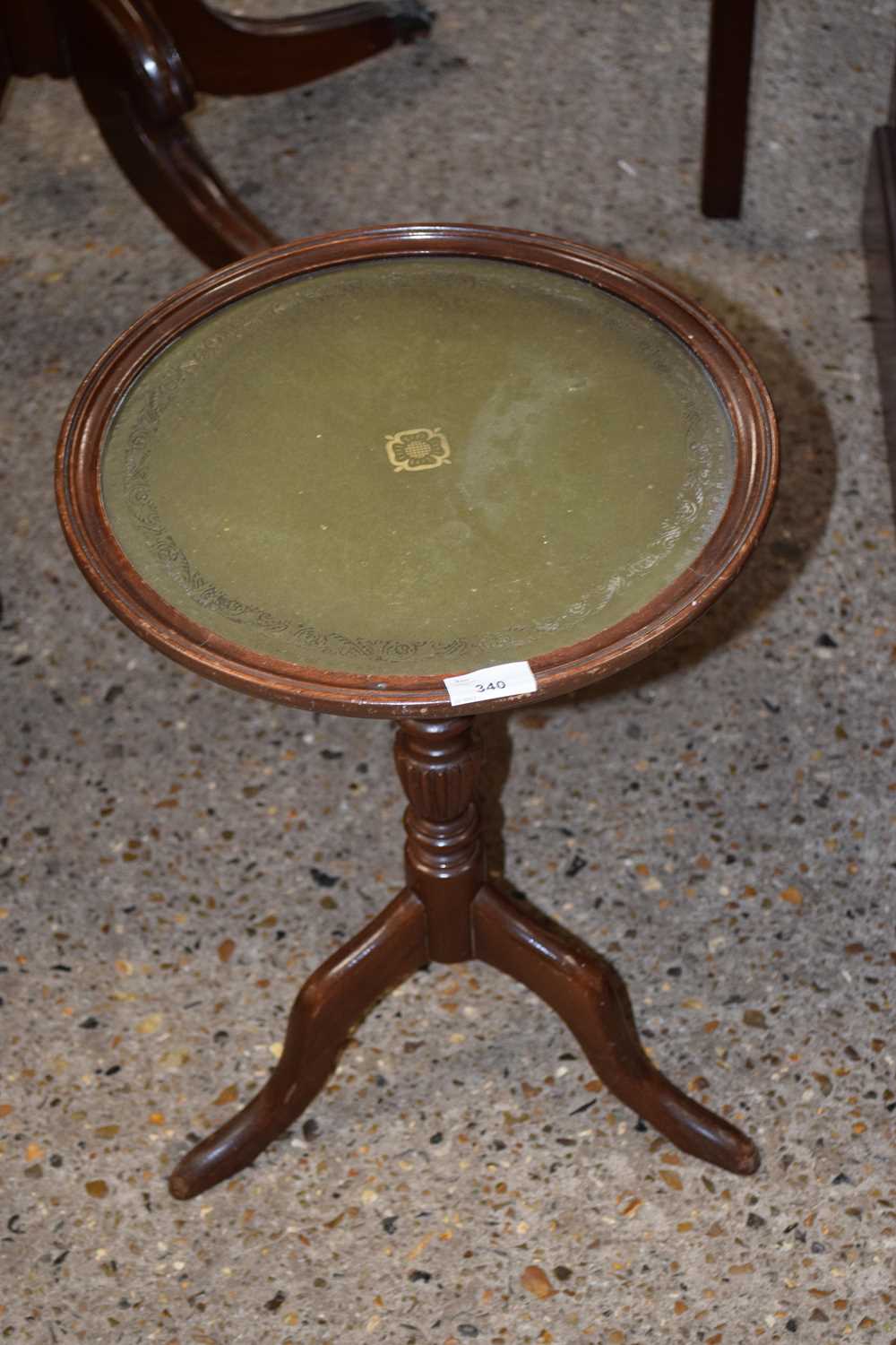 SMALL MODERN WINE TABLE WITH INSET LEATHER TOP