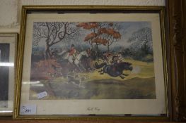 THELWELL COMICAL HUNTING PRINT 'FULL CRY', F/G
