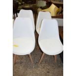 SET OF FOUR WHITE MODERN DINING CHAIRS