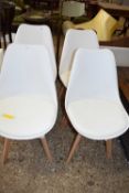 SET OF FOUR WHITE MODERN DINING CHAIRS