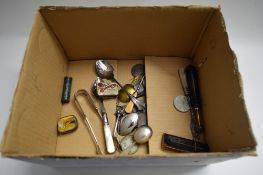 MIXED LOT : VARIOUS BRITISH CROWNS, 19TH CENTURY AND LATER, VARIOUS CUTLERY, GRAMOPHONE NEEDLES