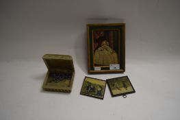 HARDSTONE TRINKET BOX TOGETHER WITH VARIOUS SMALL COLOURED PRINTS