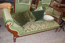 LATE VICTORIAN GREEN UPHOLSTERED CHAISE LONGUE