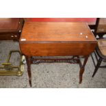 LATE VICTORIAN DROP LEAF OCCASIONAL TABLE WITH SUNBURST DETAIL AND TWIST DECORATED LEGS, 68CM WIDE