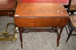 LATE VICTORIAN DROP LEAF OCCASIONAL TABLE WITH SUNBURST DETAIL AND TWIST DECORATED LEGS, 68CM WIDE