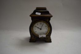 SMALL EARLY 20TH CENTURY MANTEL CLOCK IN JAPANNED FINISH CASE