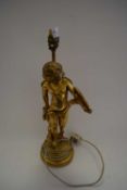 TABLE LAMP WITH GILT PAINTED PUTTO FORMED BASE