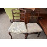 MIXED LOT : GEORGIAN MAHOGANY LADDERBACK CABRIOLE LEGGED CHAIR TOGETHER WITH ONE OTHER (2)