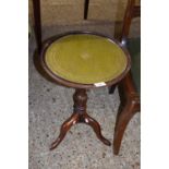 REPRODUCTION WINE TABLE WITH GREEN LEATHER TOP