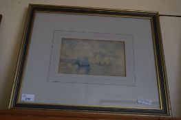 ESTUARY SCENE WITH BOATS, WATERCOLOUR, IN A SILVERED FINISH FRAME AND GLAZED