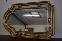 GILT FRAMED WALL MIRROR, 76CM HIGH