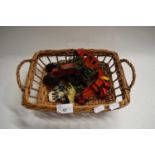 SMALL BASKET CONTAINING DIE-CAST FARM VEHICLES, FARM ANIMALS ETC