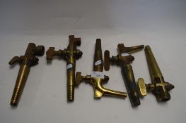 COLLECTION OF FIVE BRASS BEER TAPS