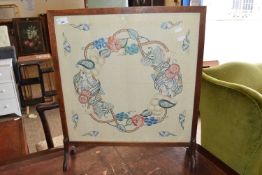 SMALL NEEDLEWORK FIRE SCREEN, 54CM WIDE