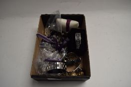 ONE BOX WRIST WATCHES, COSTUME JEWELLERY ETC