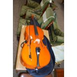MODERN CELLO WITH BOW, MARKED TO INTERIOR 'JOSEF JAN DVORAK LUBY, CZECH REPUBLIC', TOGETHER WITH