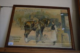 COLOURED ADVERTISING PRINT 'KOSITOS COOKED HORSE FOOD'
