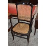 EARLY 20TH CENTURY CANE SEATED AND BACKED SIDE CHAIR