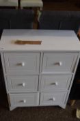 WHITE FINISH SIX DRAWER CHEST, 60CM WIDE