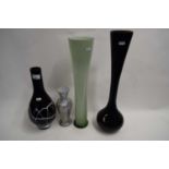 FOUR ART GLASS VASES