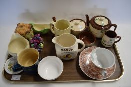 MIXED LOT : CARRIG WARE TEA SET, VARIOUS JUGS, MOUSTACHE CUP ETC