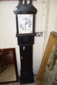 GRANDMOTHER CLOCK IN DARK STAINED WOODEN CASE