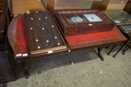 REPRODUCTION MAHOGANY VENEERED COFFEE TABLE WITH RED LEATHER INSET TOP, 135CM WIDE