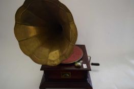 HMV GRAMOPHONE WITH BRASS HORN