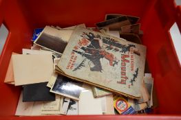 BOX VARIOUS BLACK AND WHITE PHOTOGRAPHS, STAMP ALBUM AND OTHER ITEMS