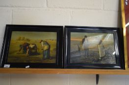 ARTHUR JEAN-FRANCOIS MILLET, COLOURED PRINT 'THE GLEANERS' AND 'THE ANGELUS', BOTH F/G (2)