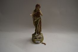 ROYAL DUX FIGURE OF A LADY WITH A GOAT (A/F)