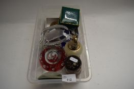COLLECTION VARIOUS PAPERWEIGHTS, TABLE LIGHTERS ETC