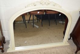 MODERN OVERMANTEL MIRROR IN ARCHED CREAM FINISH FRAME, 120CM WIDE